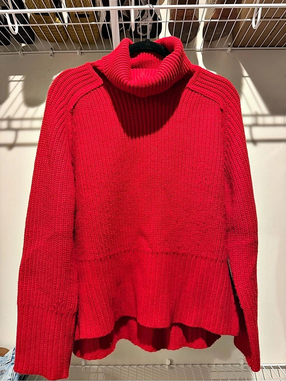 Zara Red Cowl Neck Sweater Size Small Like New